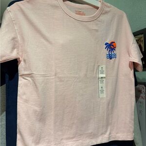 Cat & Jack Light Pink Tee with Palm Design
